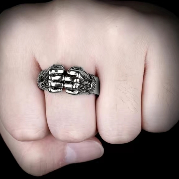 Retro Punk Fists Statement Ring For Men - Picture 1 of 5